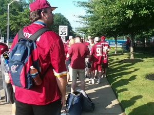 Fans entering training camp in the morning.